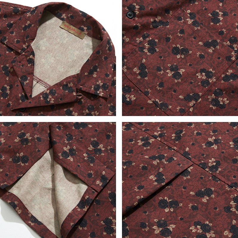 Japanese retro ethnic style Cu - Vintage Hawaiian Floral Shirt review and price