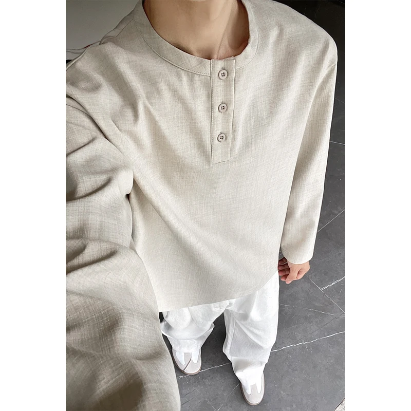 Mens Casual Faux Linen Henley  - Mens Linen Shirt Long Sleeve review and price