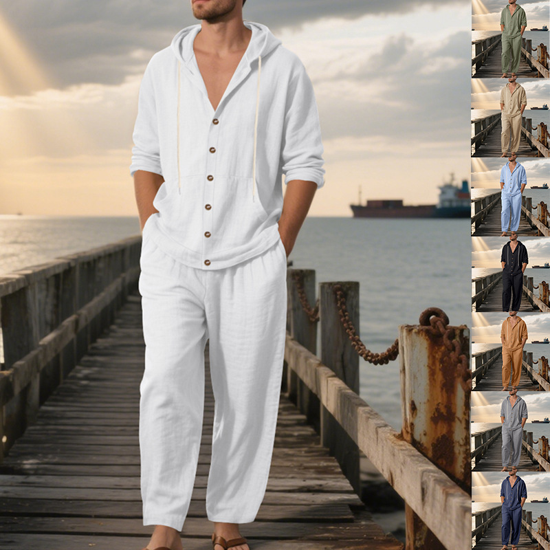 Summer Men's American Loose Li - Mens Linen Shirt Long Sleeve review and price