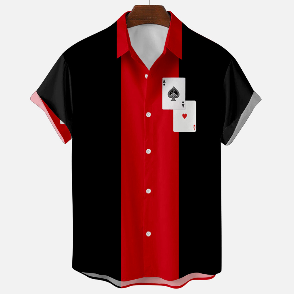 Men's Vintage Retro Striped Co - Short Sleeve Bowling Shirt Retro review and price