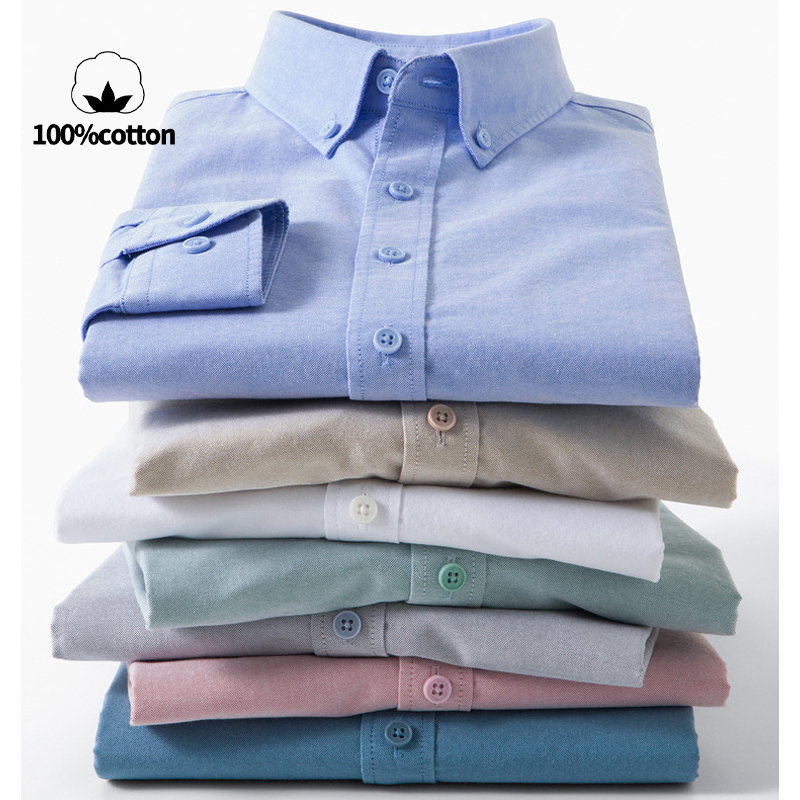 Men's 100% Cotton Oxford Shirt - Mandarin Collar Formal Shirt Slim Fit review and price