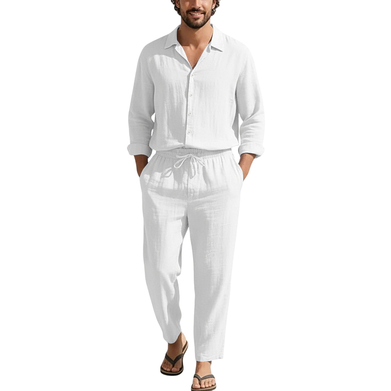 Spring Summer Linen Casual Set - Mens Linen Shirt Long Sleeve review and price